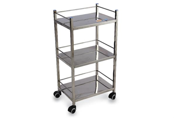 RECT. STAINLESS STEEL BED SIDE TROLLEY.