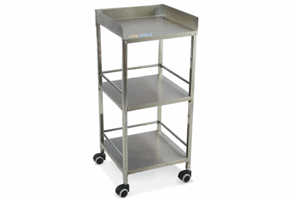SQ. STAINLESS STEEL BED SIDE TROLLEY