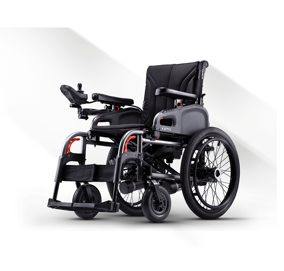 Karma eFlexx Foldable Power Wheelchair - Attendant Wheel