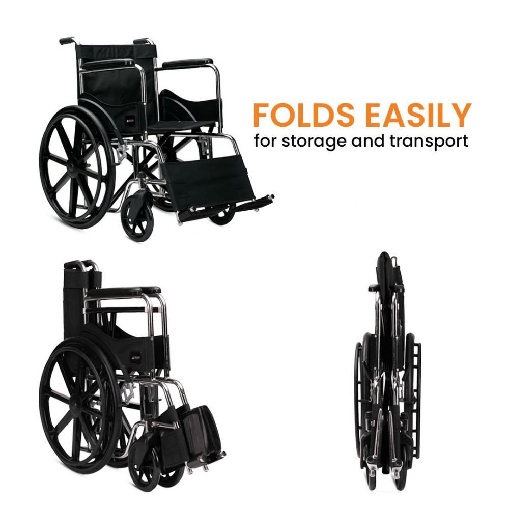 Buy Arcatron Foldable Lightweight Manual Wheelchair (FSS100) Online in Pune & Mumbai, India - ElderLiving