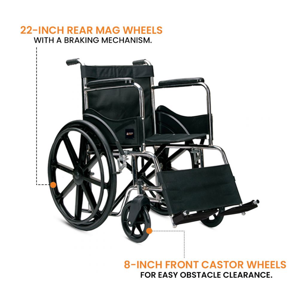 Buy Arcatron Foldable Lightweight Manual Wheelchair (FSS100) Online in Pune & Mumbai, India - ElderLiving